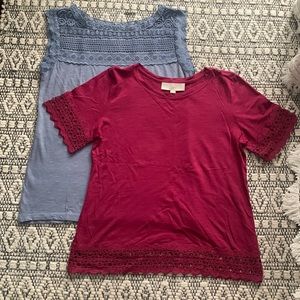 LOFT 100% cotton tops size XS. Set of two.